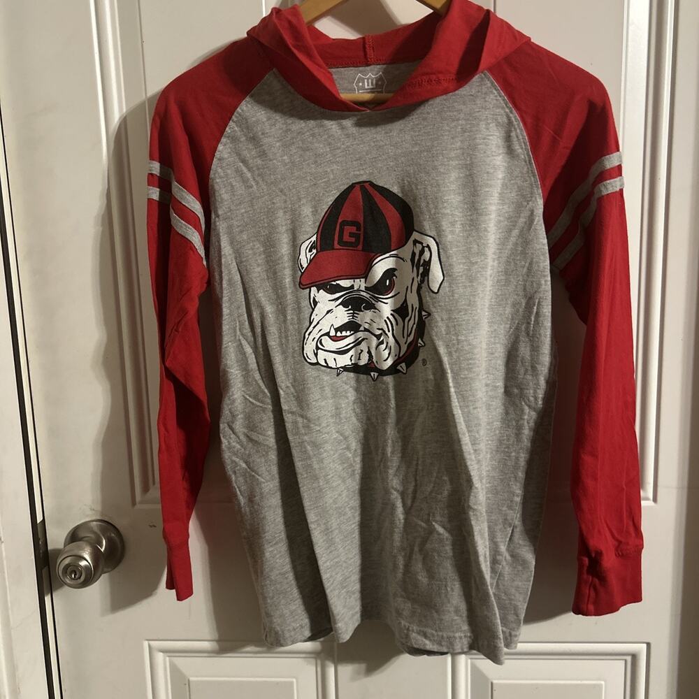 Wes & Willy Youth L (14/16) Georgia Bulldogs Long Sleeve Striped Hooded T-Shirt